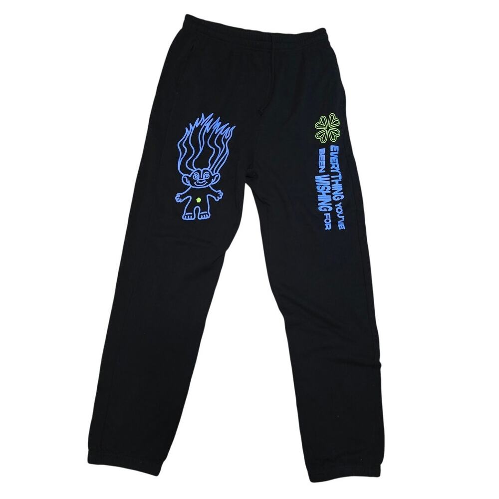 Good Luck Trolls Universal Studios XL Black Sweatpants Joggers UNIVRS NWOT NEW